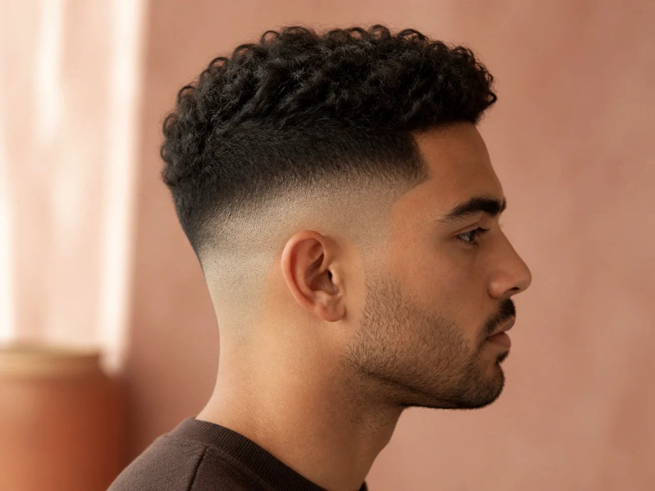 The top section of a high fade seen in profile