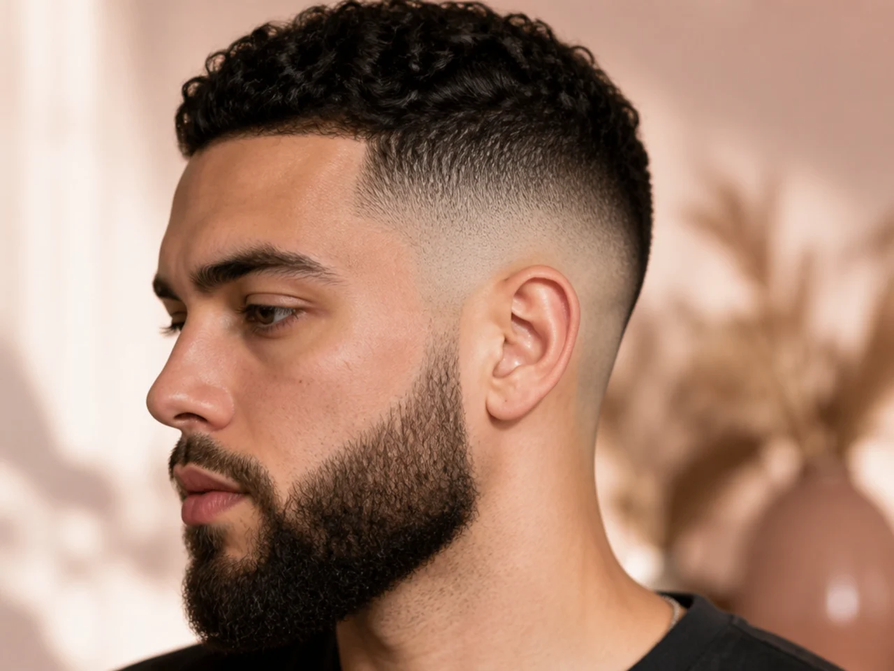 A high fade with an unfaded beard