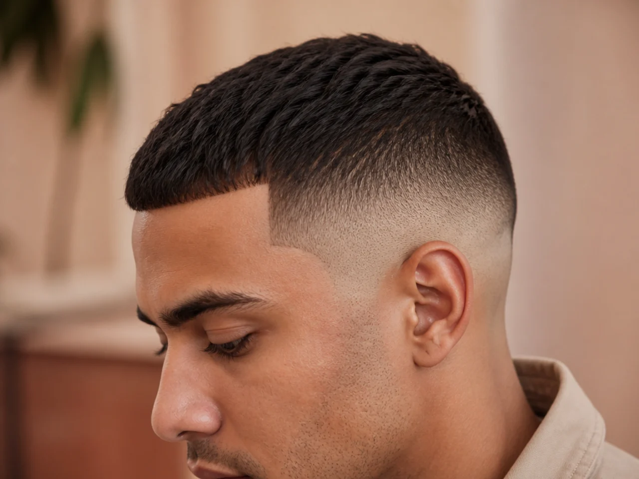 A high fade with a short top