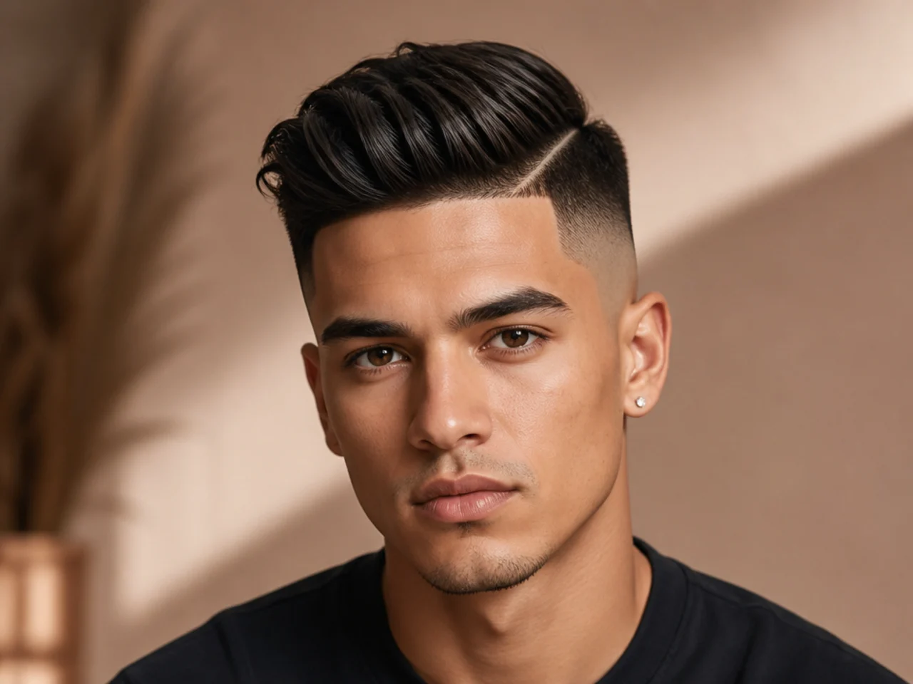 A high fade with a longer top