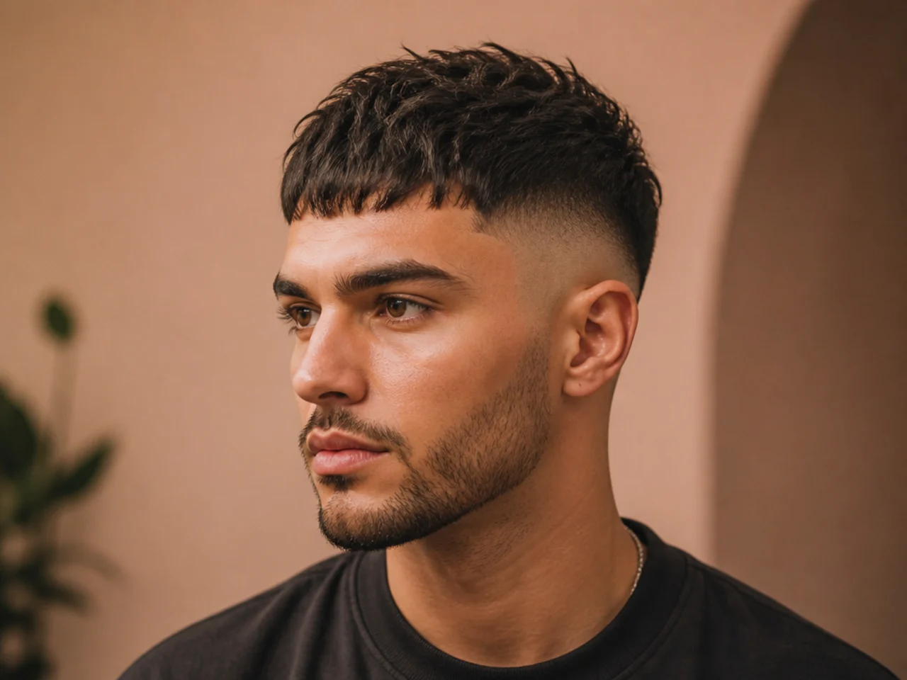 A high fade with a textured crop