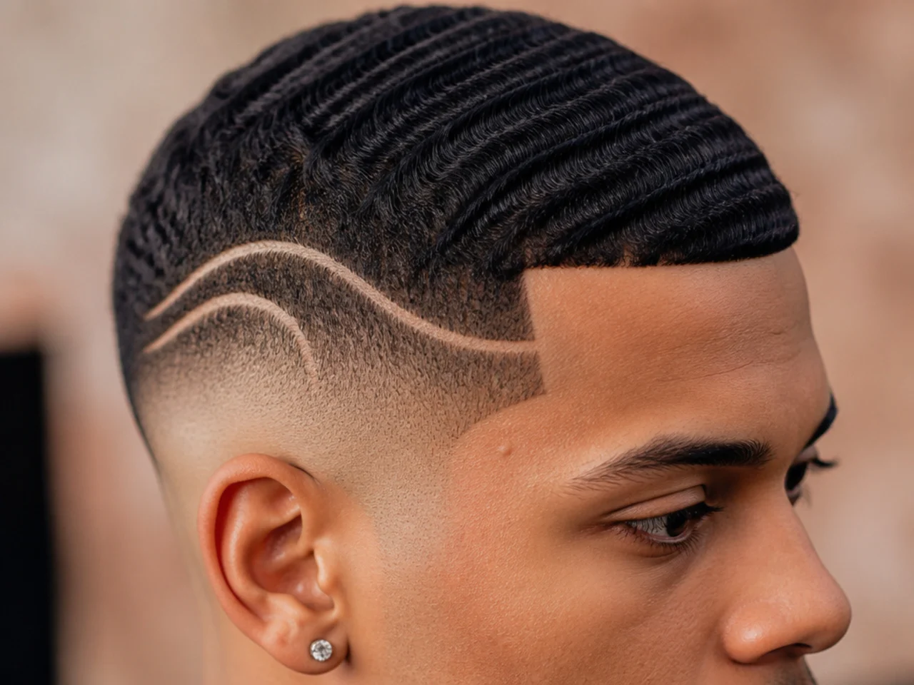 A high fade with waves and a design