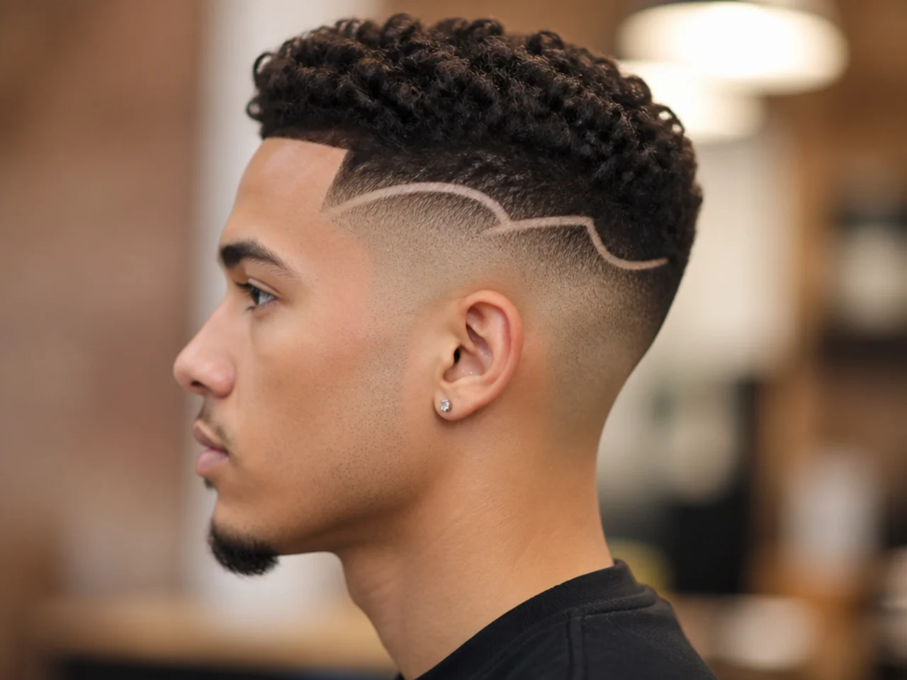 A high fade with a design
