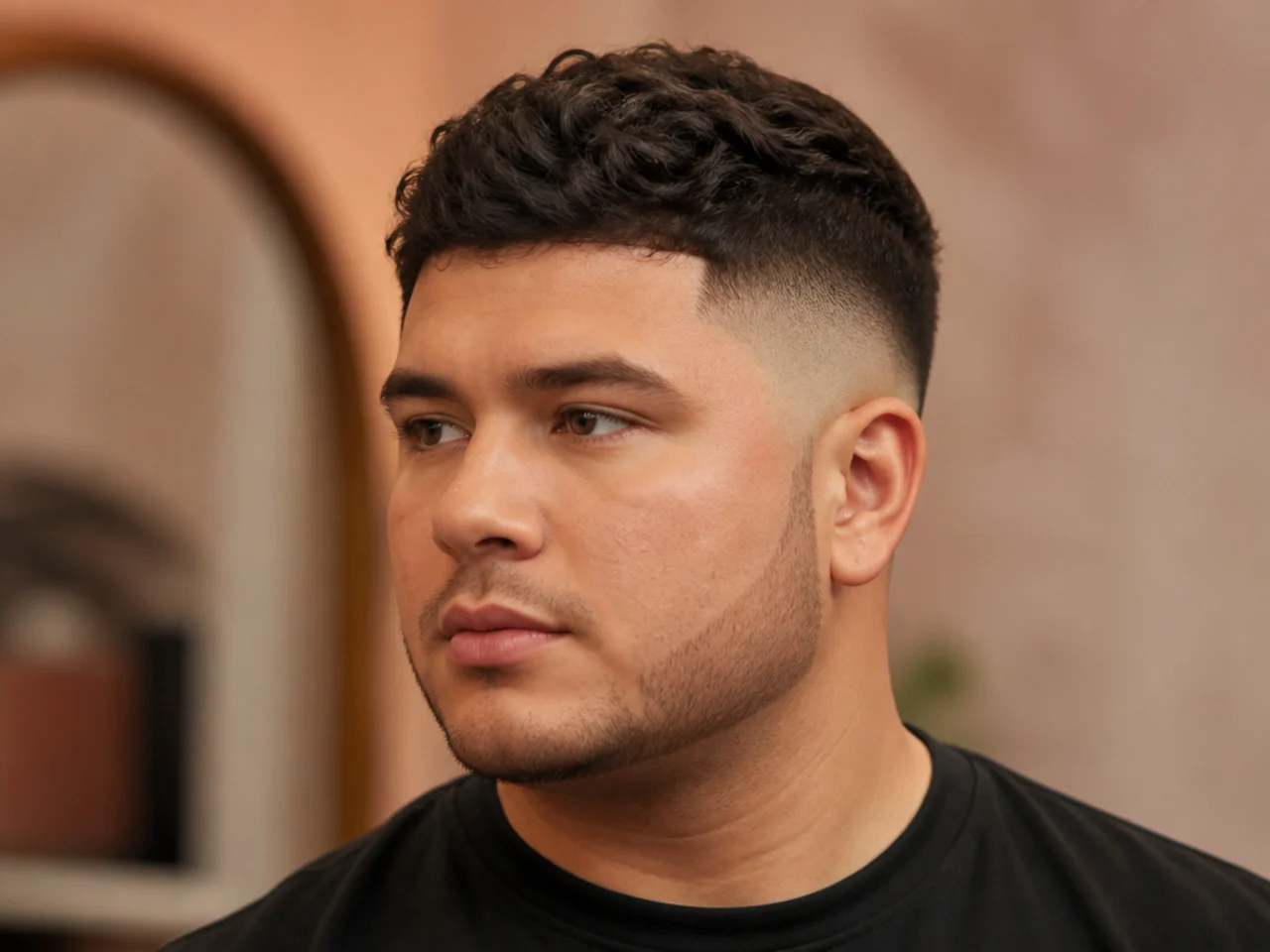 A high fade on a round face
