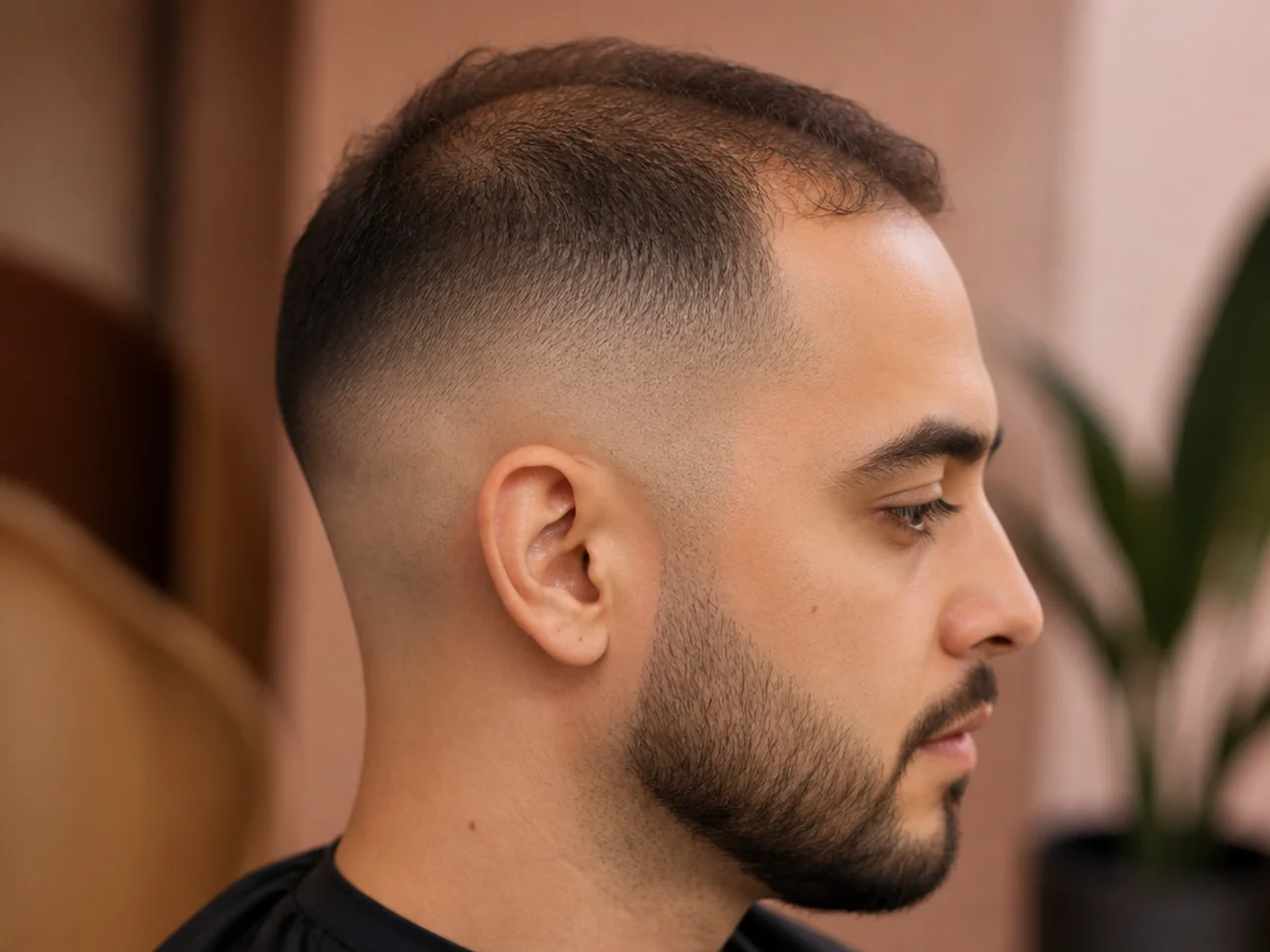 A high fade on thinning hair