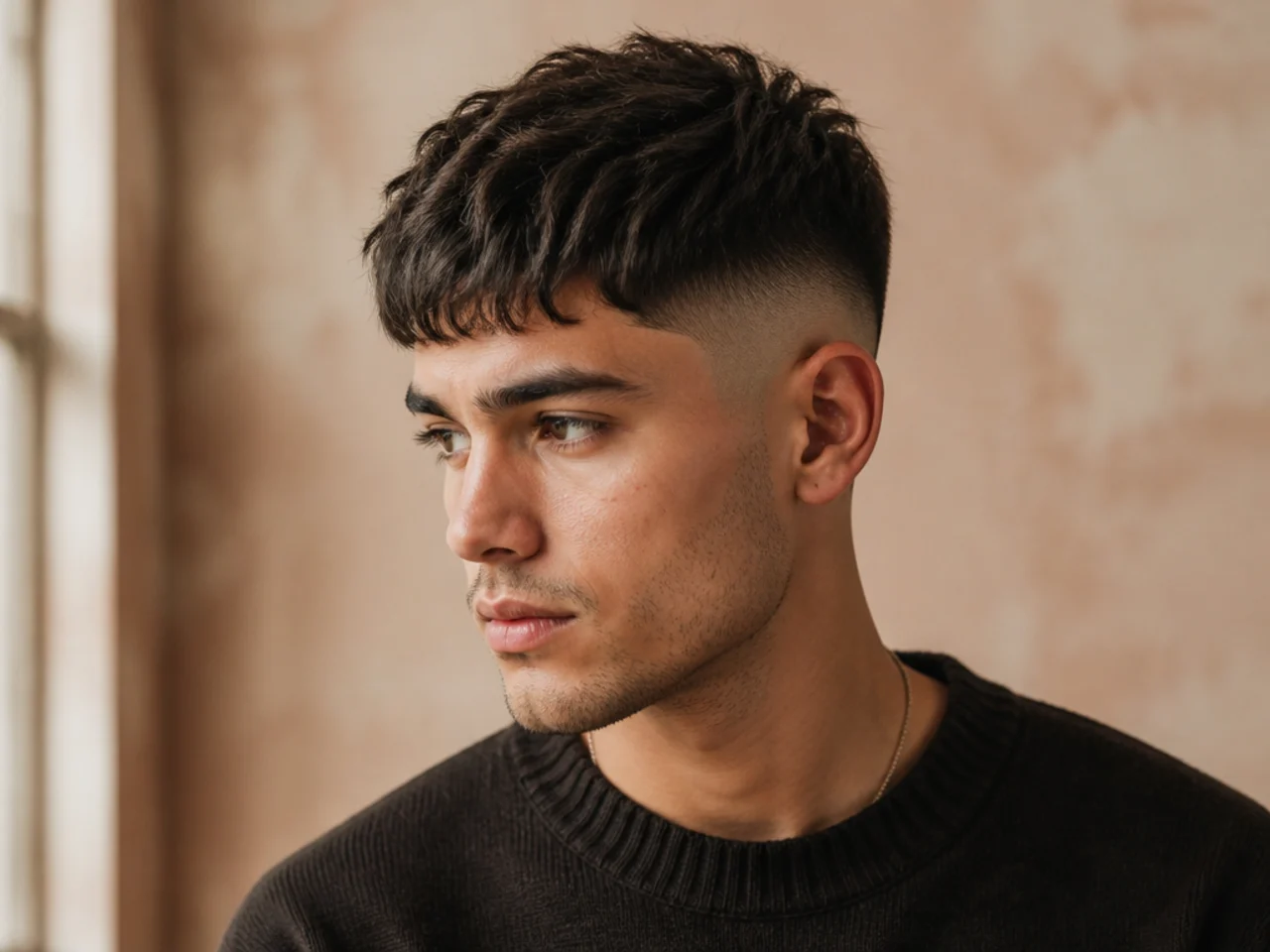 A high fade with a textured crop