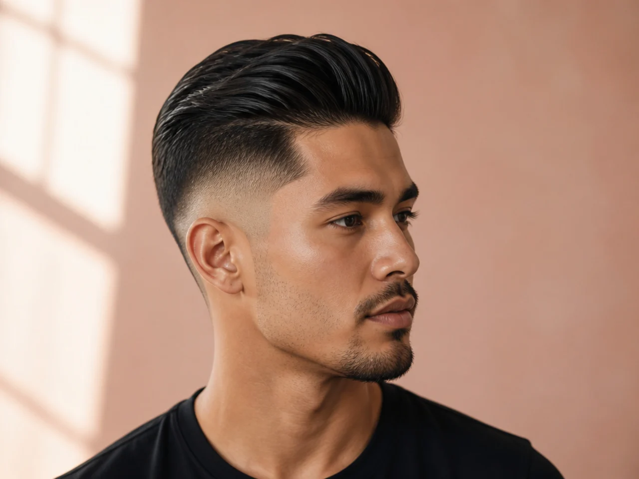 Barber using scissors-over-comb to blend the fade transition zone where top length meets guard length
