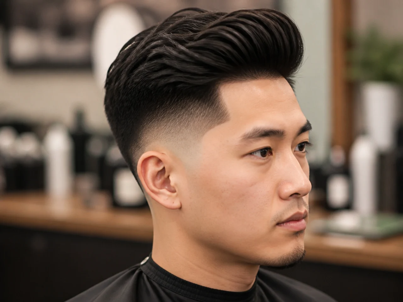 18. High Taper Fade with Pompadour