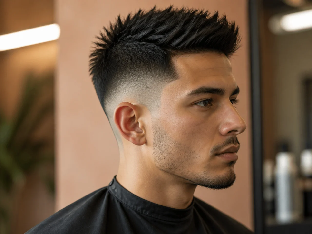 23. High Taper Fade with Short Spikes