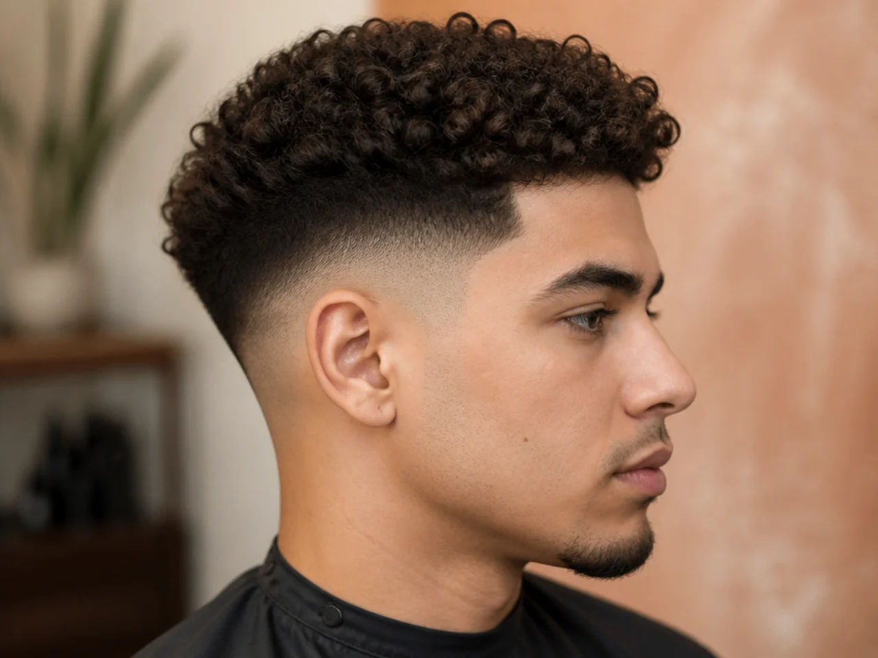7. High Taper Fade Curly Hair