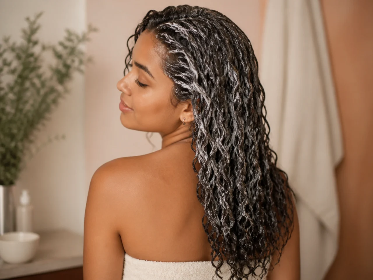 A deep conditioning mask worked through curl