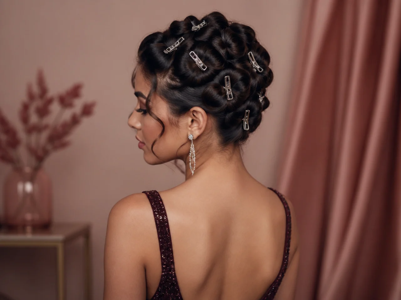 Curls pinned flat against the head to cool