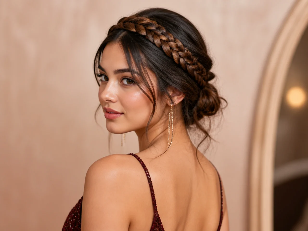 A plait worn across the crown as a headband