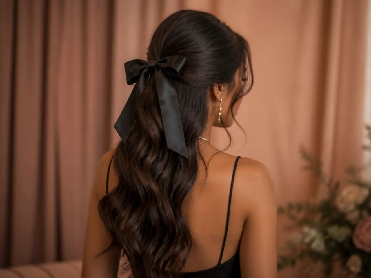 Half-up finished with a large bow