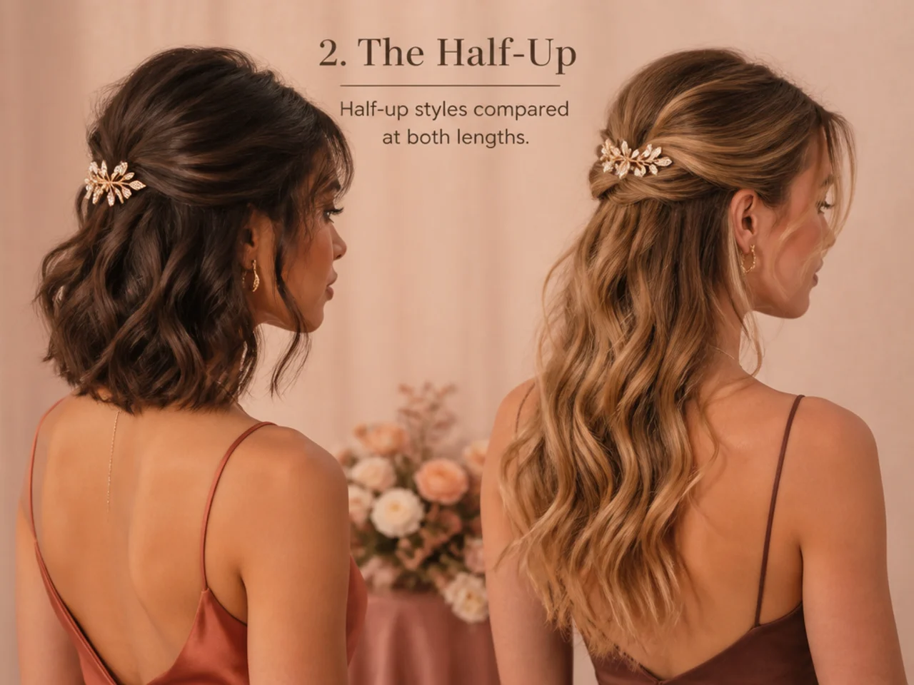 Half-up styles compared at both lengths