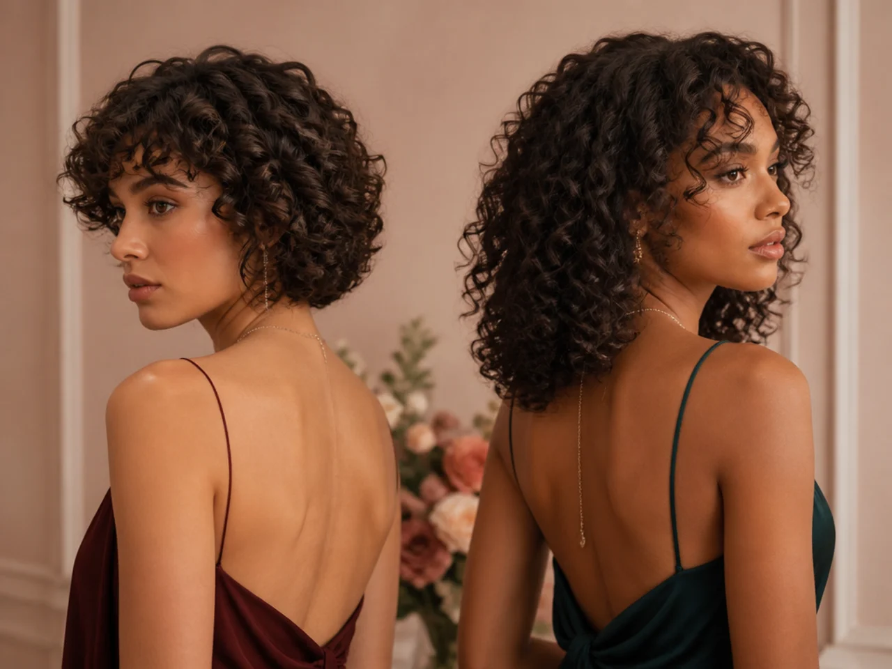 Curls compared on short and medium hair