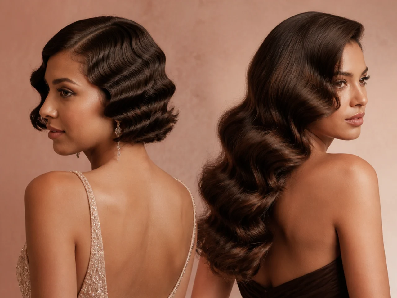 Finger waves beside full Hollywood waves