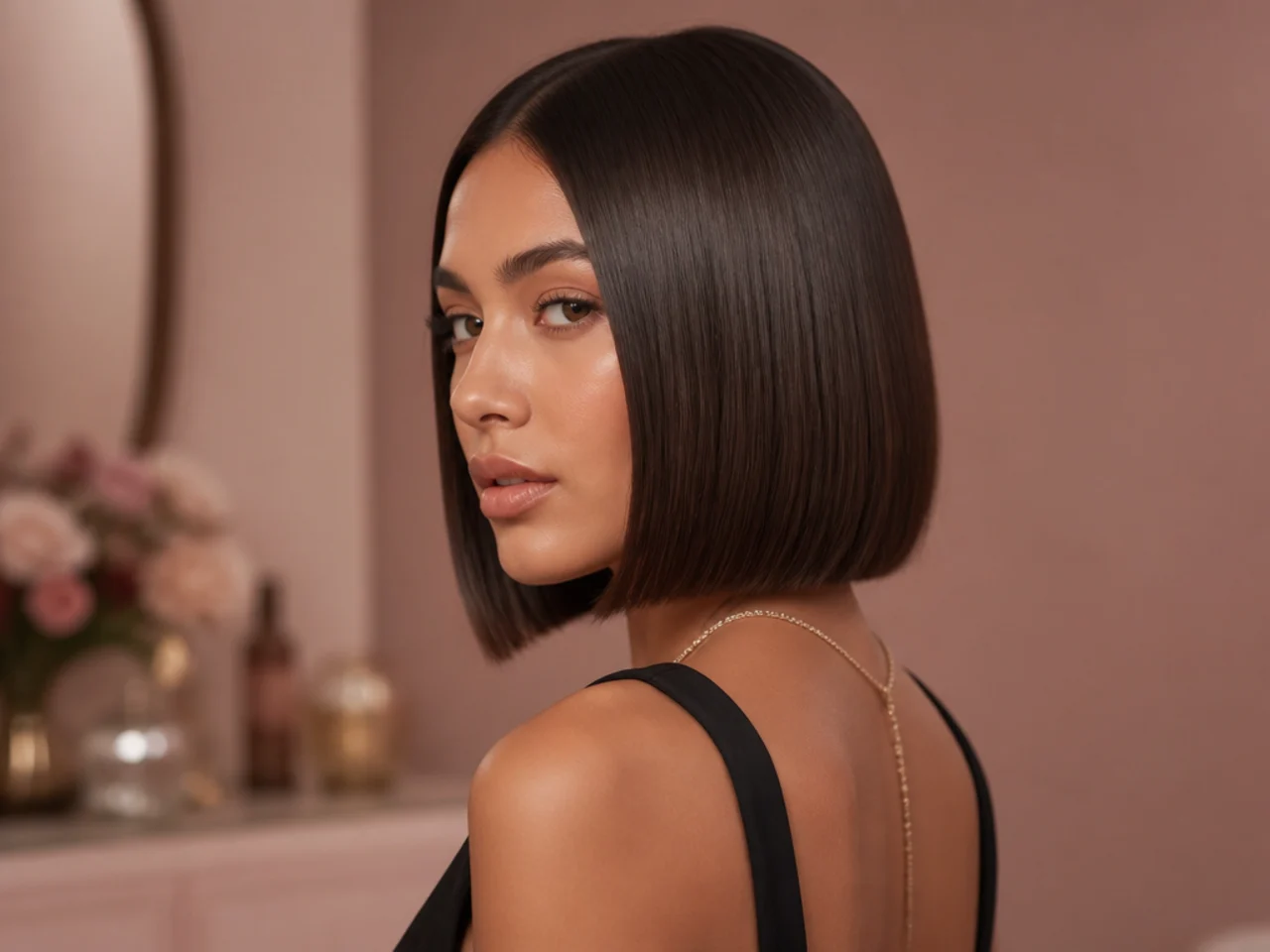 Sleek straightened bob