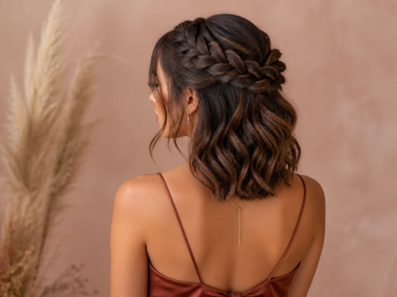 Braided half-up at collarbone length