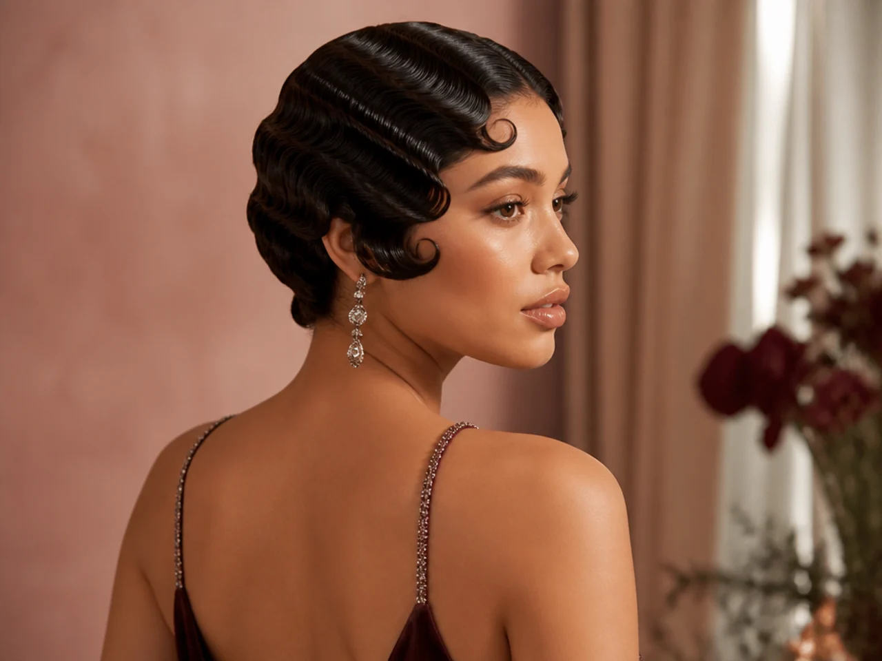 Finger waves set into short hair