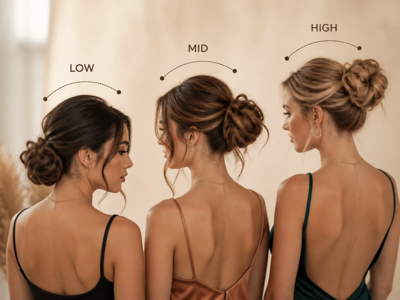 Three updo heights marked on the head