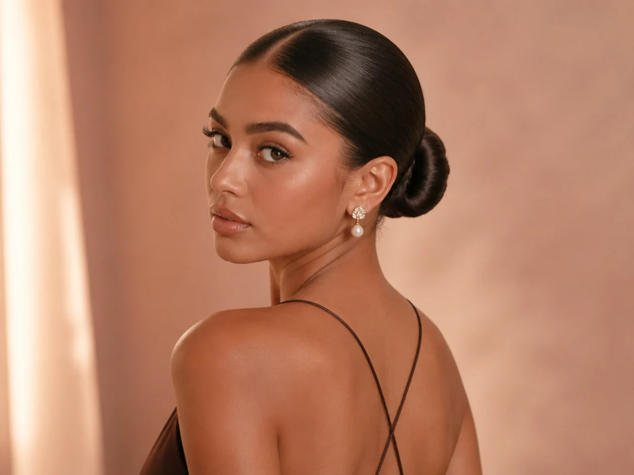Slicked-back low bun
