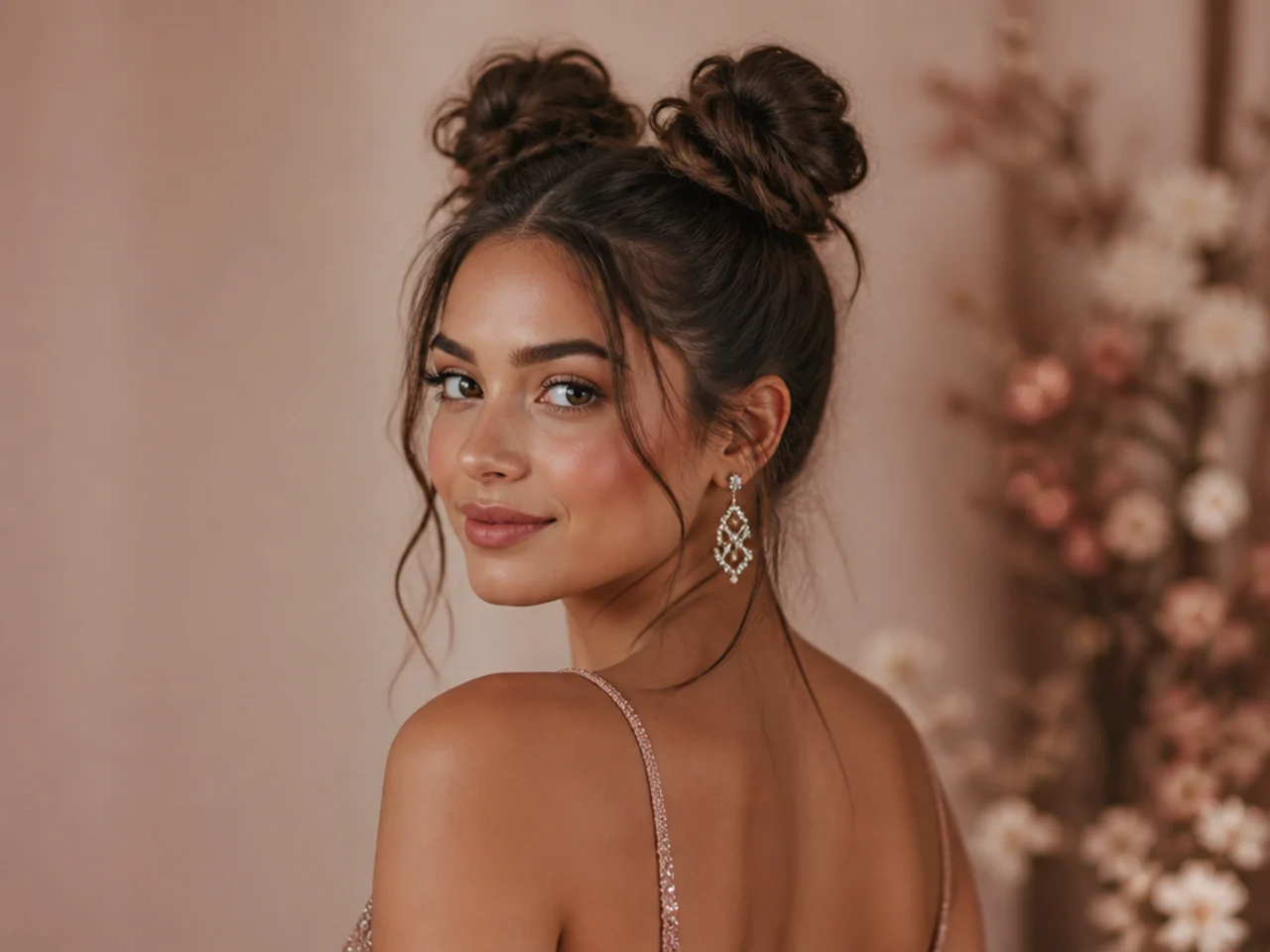 Two high space buns