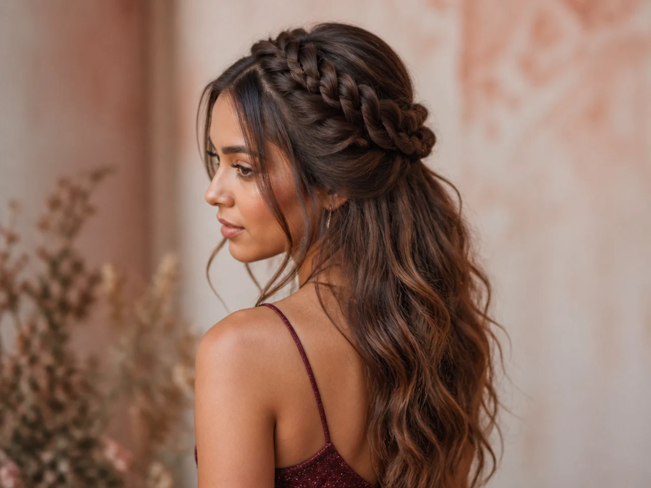 Braided half-up with loose length
