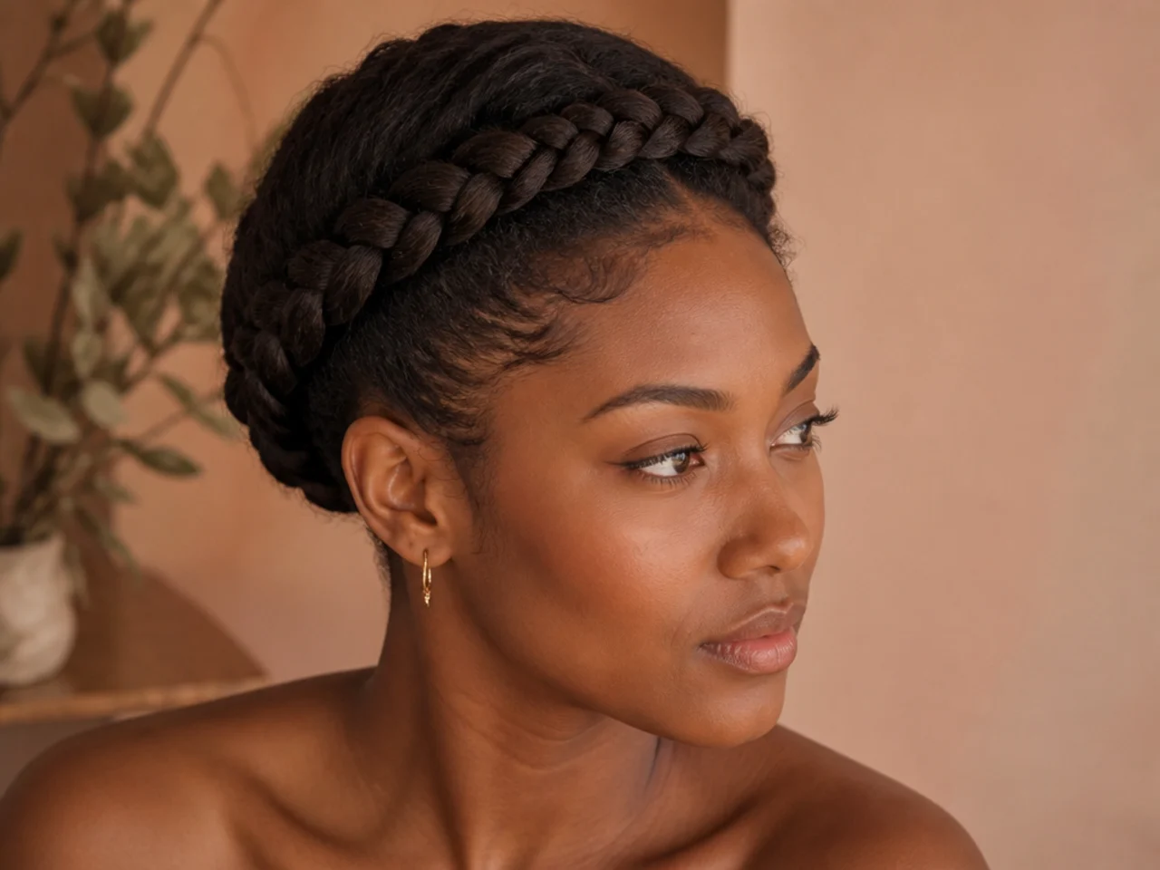 A halo braid encircling the head with a hidden join