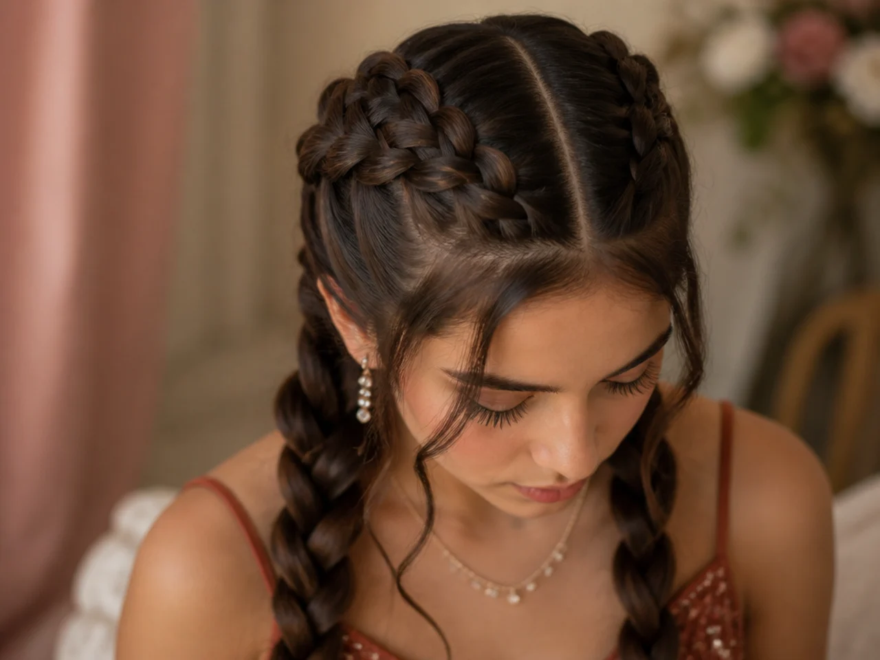 A Dutch braid and a French braid compared on the same head