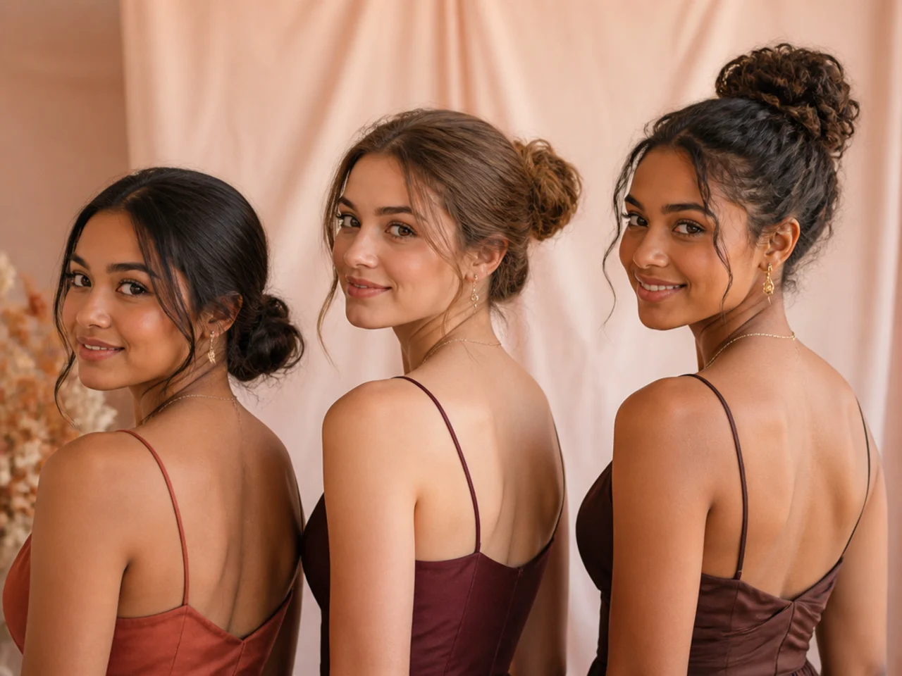Three bun placements compared low, mid and high on the head