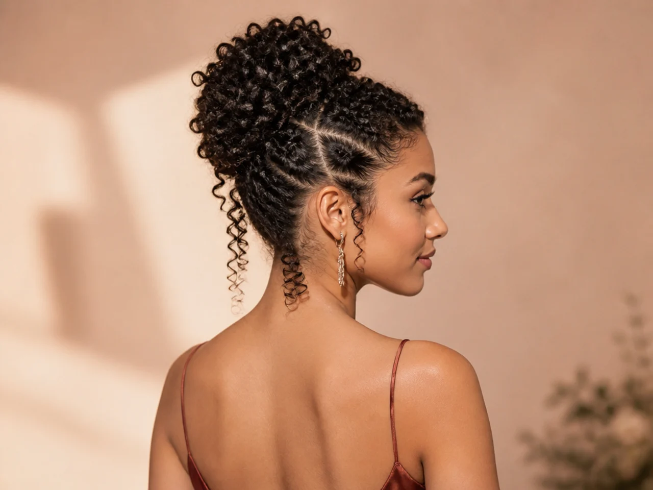 Sculpted coily updo