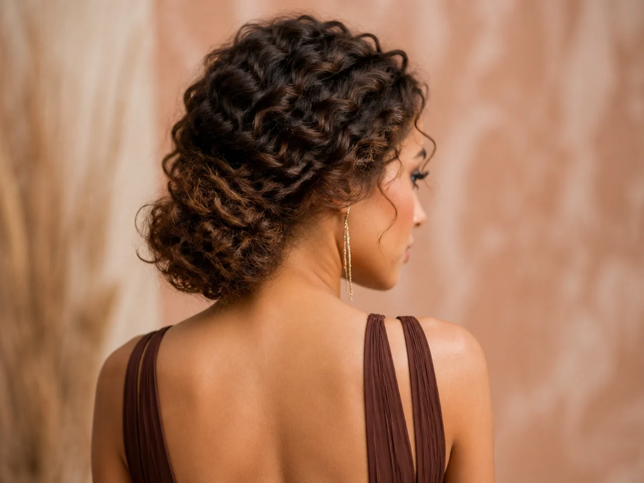 Low chignon with the wave pattern visible
