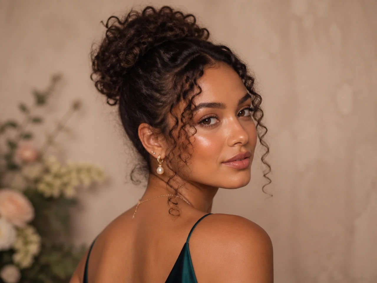 Curly bun with face-framing pieces released