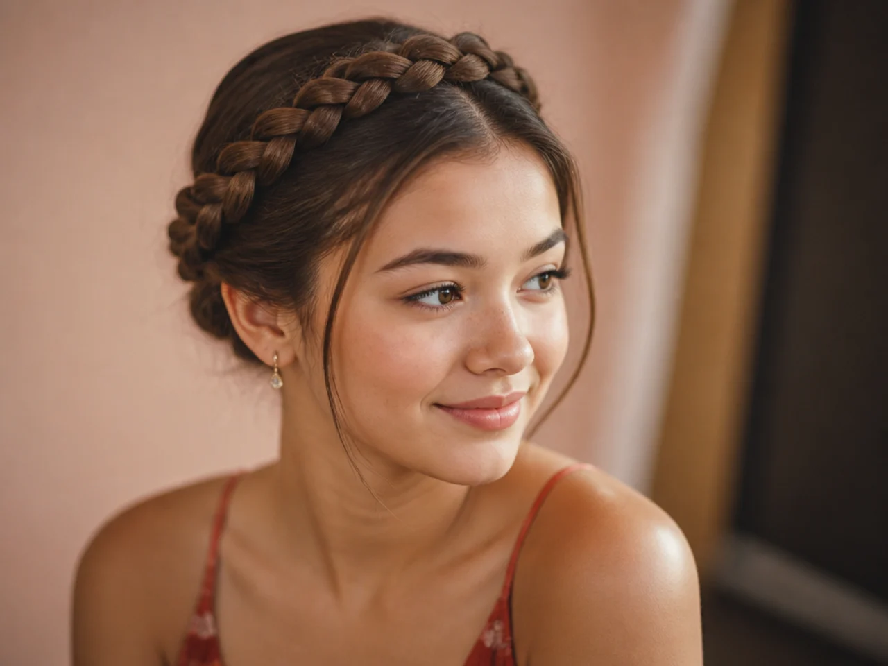 A single braid circling the whole head like a halo