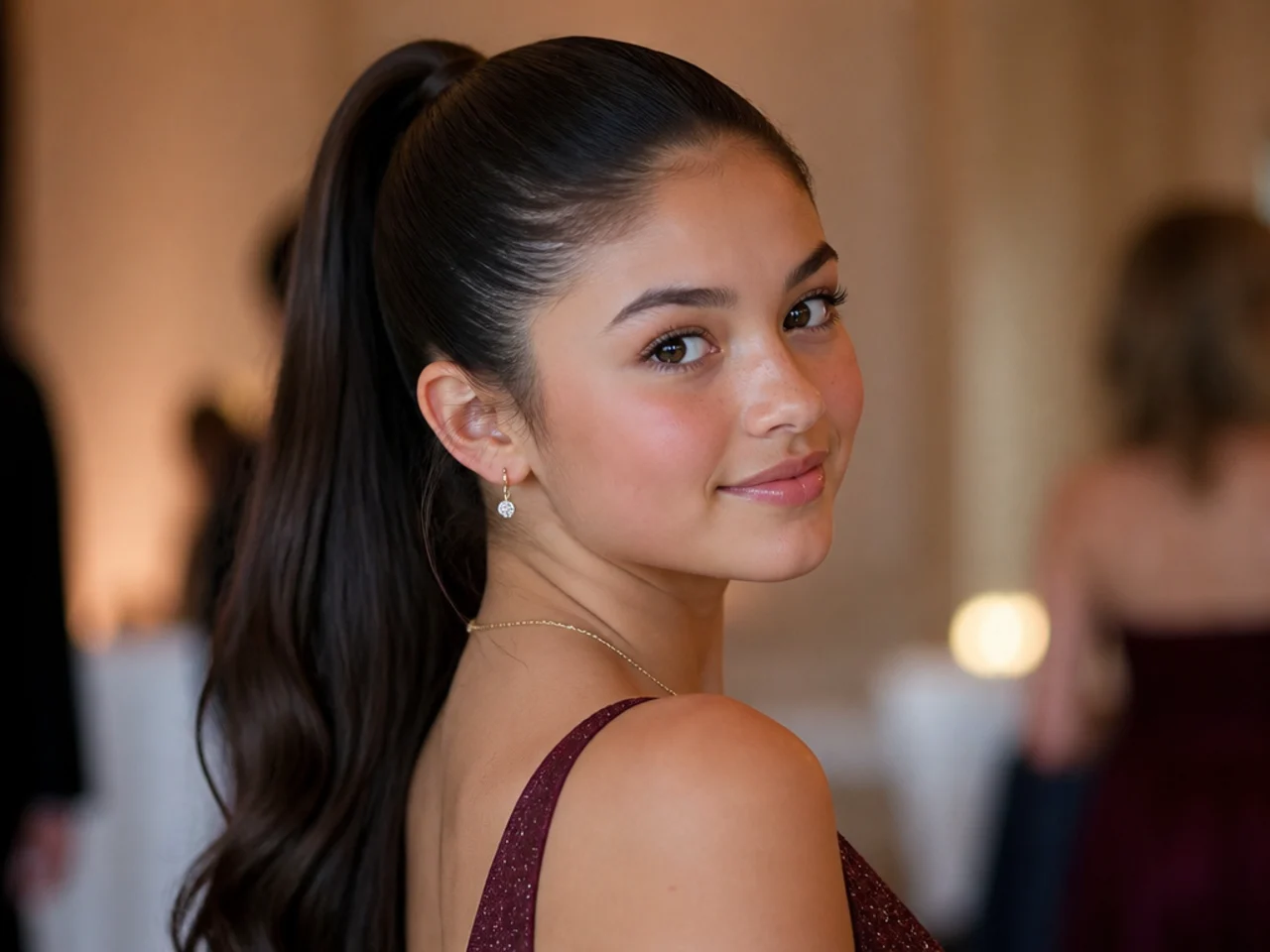 A sleek high ponytail with a smooth crown
