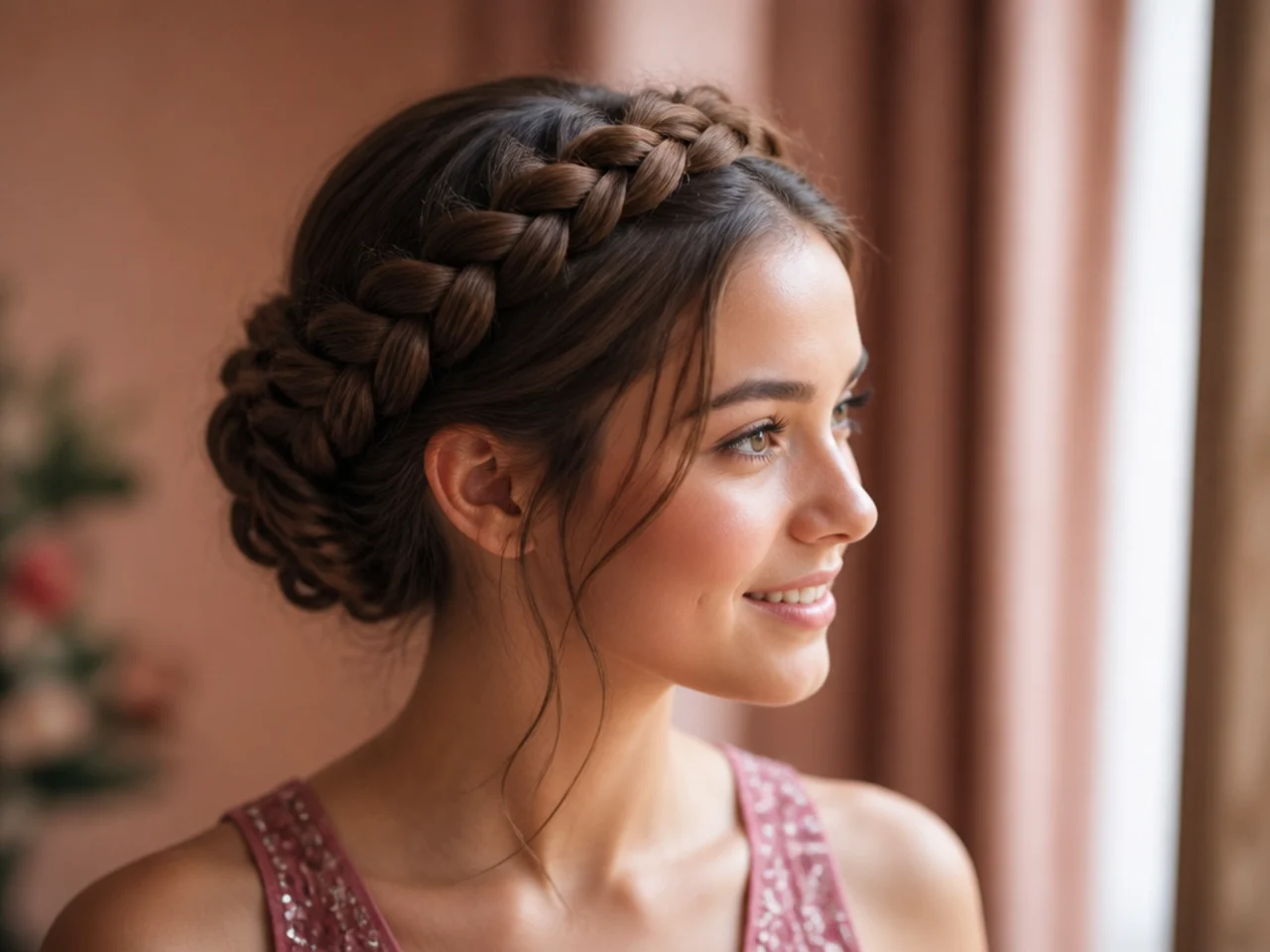 A braid wrapped around the head as a crown