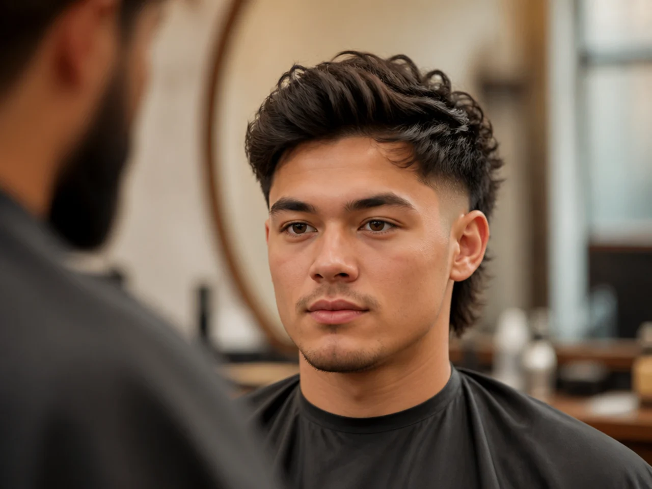A barbershop consultation about a burst fade