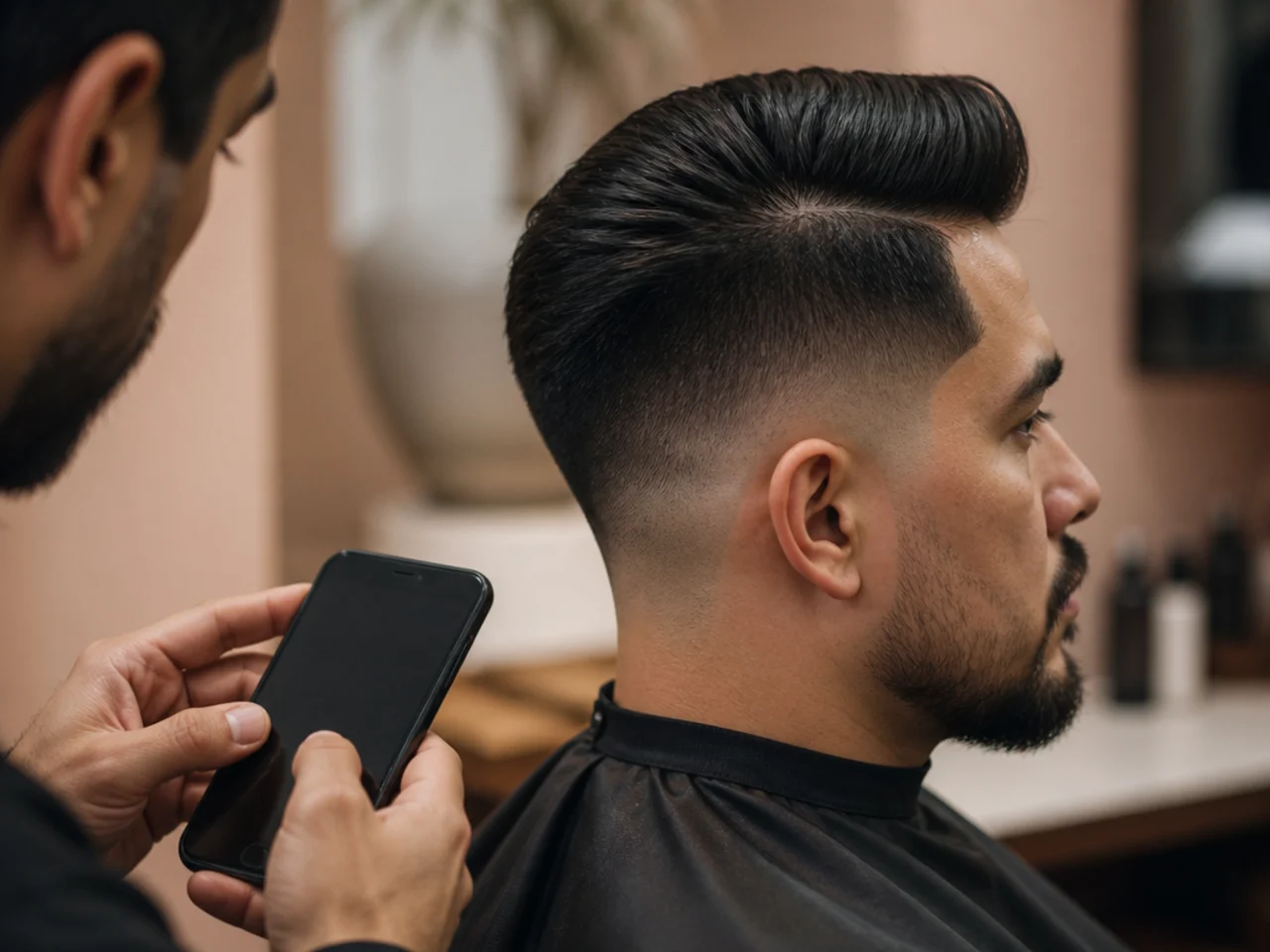Written haircut specifications kept on a phone