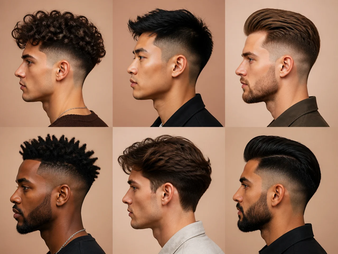 Six haircut families shown as a group
