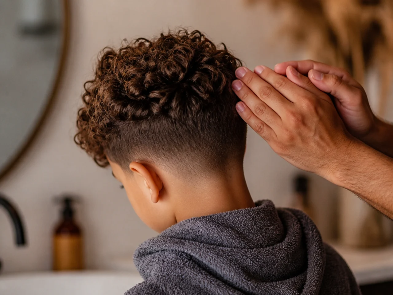 Dried curls being gently squeezed to soften them