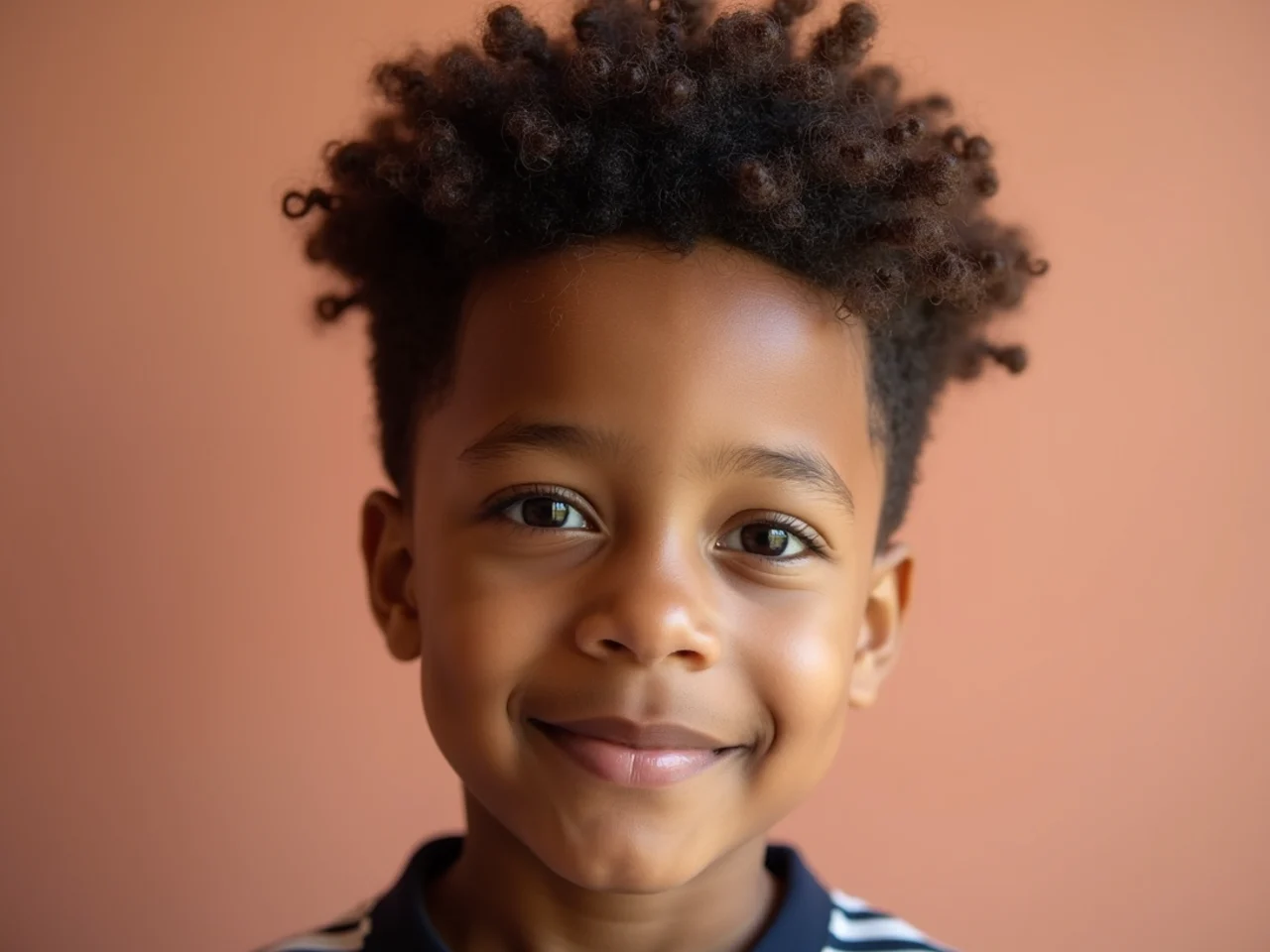 Warm water rinsing through a boy's curls
