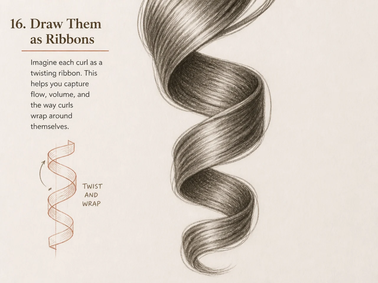 A curl drawn as a twisting ribbon