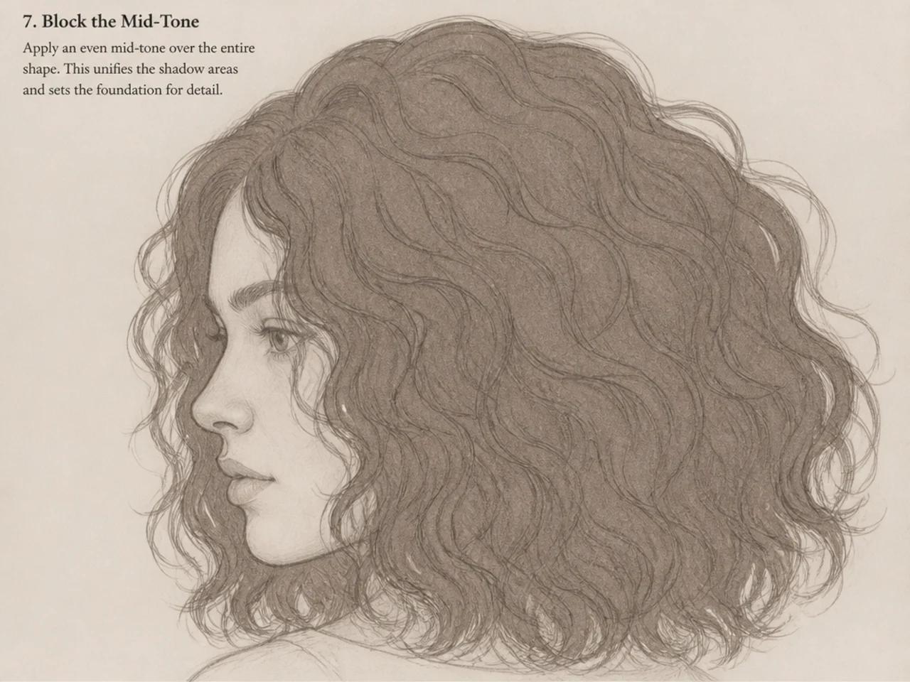 A mid-tone blocked over the shape