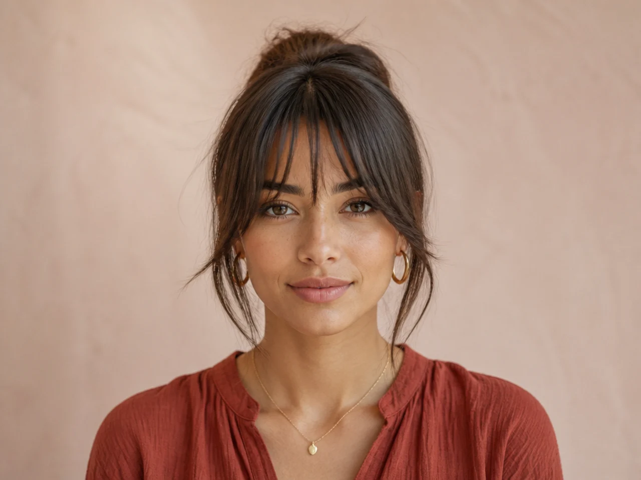 The outer corners of the fringe left longer