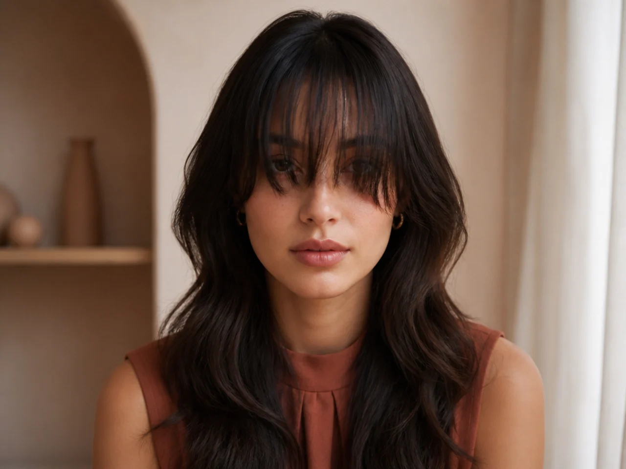 The fringe left deliberately long before the final check