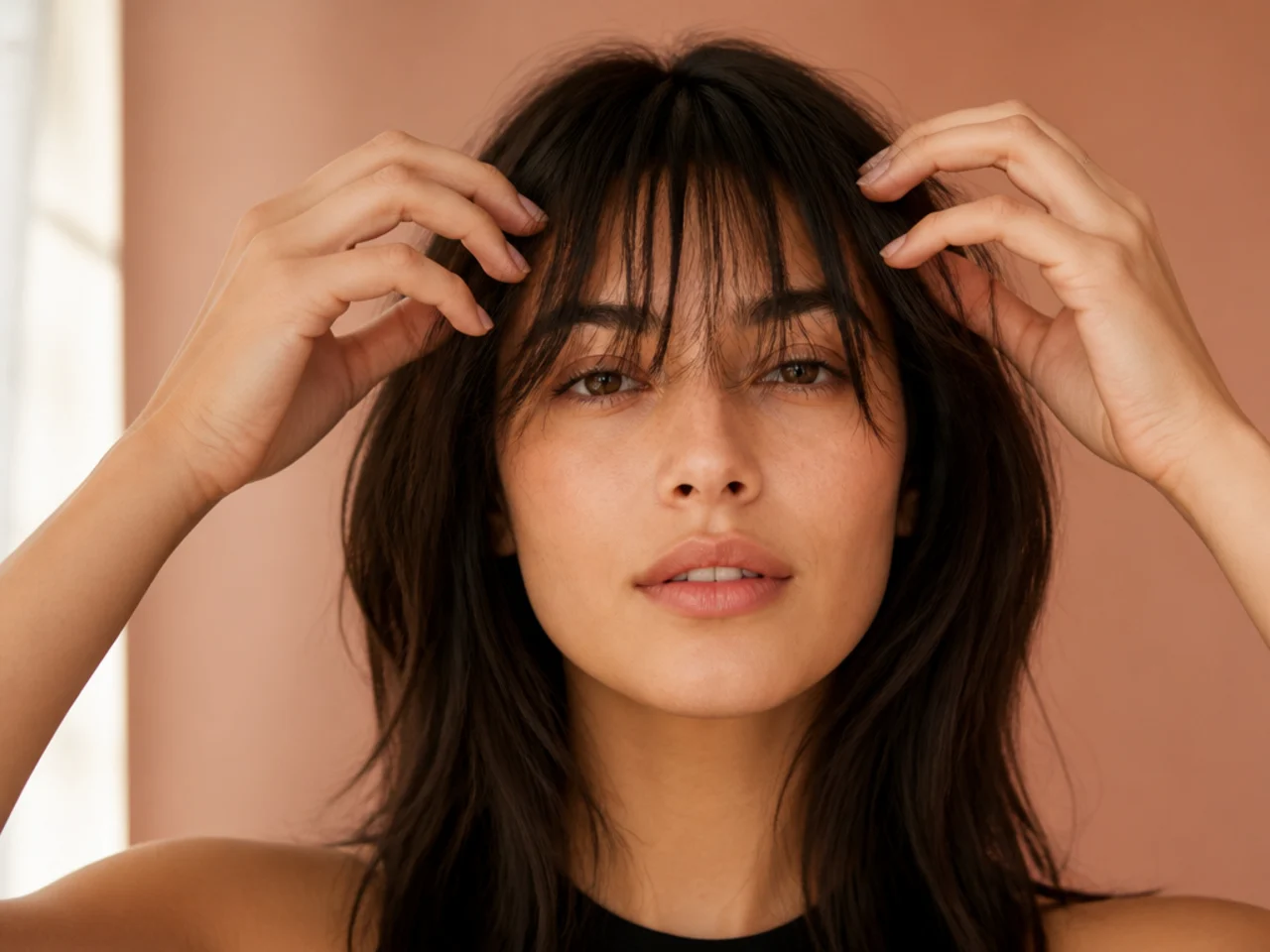 The fringe ends separated by hand with a little wax