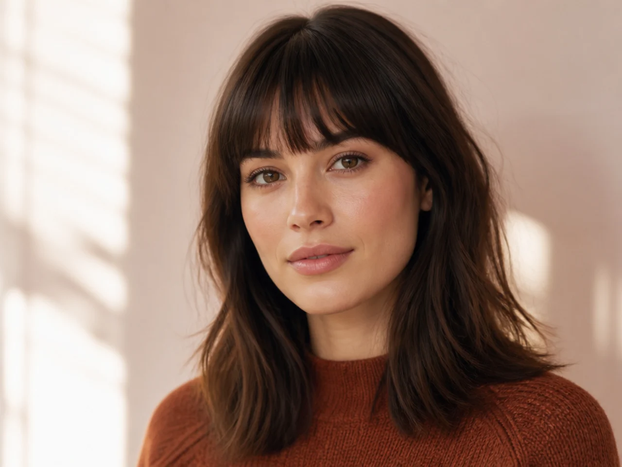 Three-quarter view of a finished home-cut French fringe