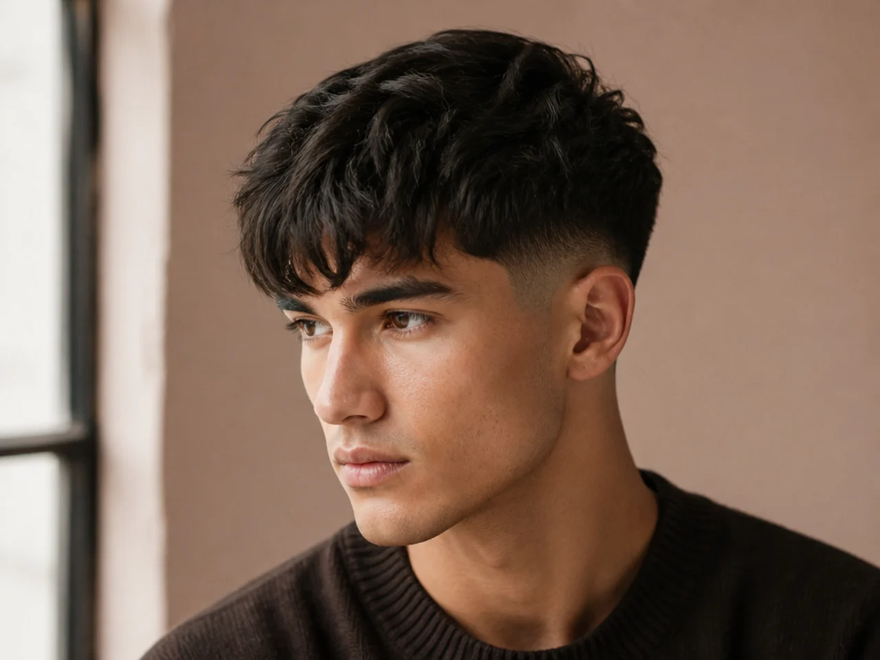 Three-quarter view of a finished textured fringe