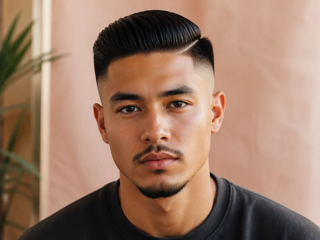 A tapered neckline under a high fade